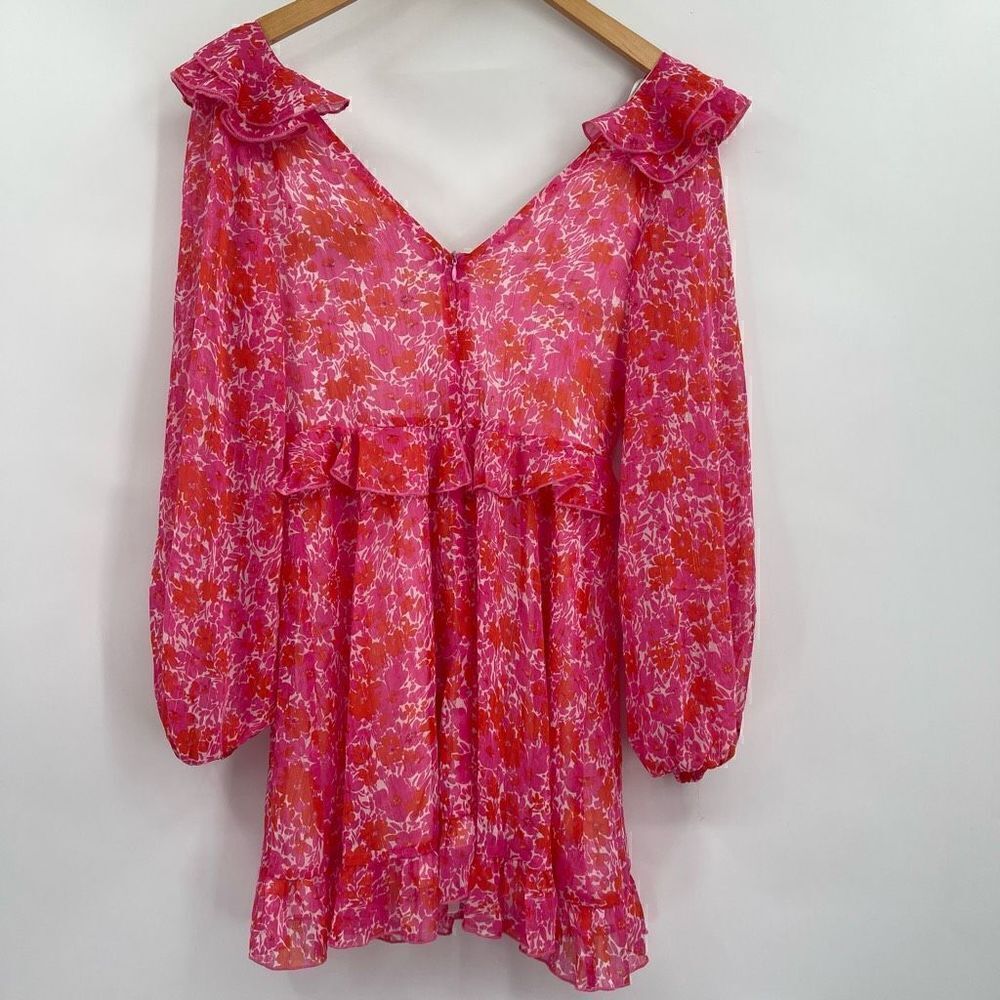 Aakaa floral plunge ruffle dress Sz S - Picture 9 of 10